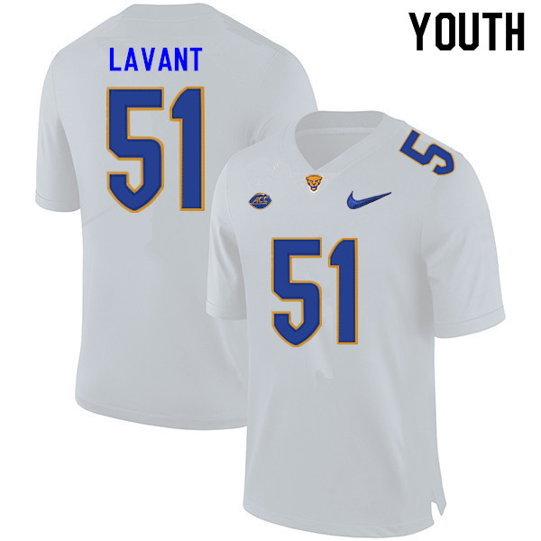 Youth #51 Preston Lavant Pitt Panthers College Football Jerseys Sale-White